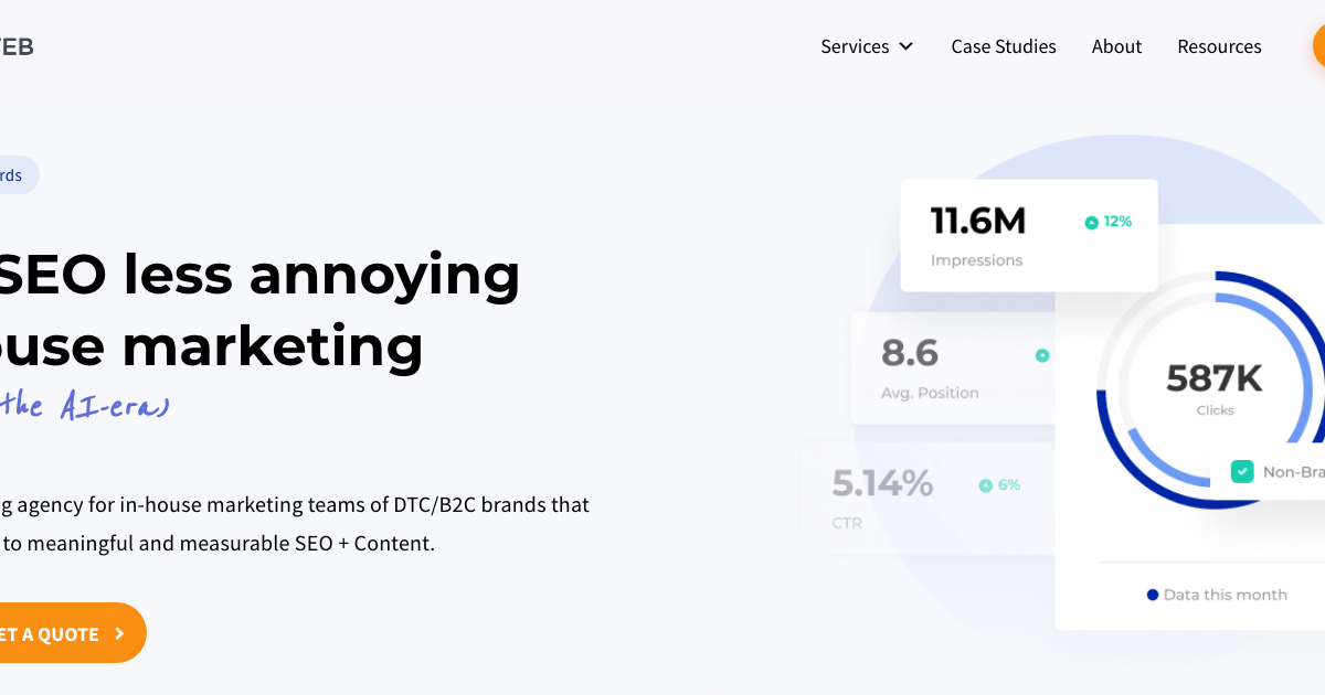 Homepage of Break The Web, a New York agency with AI brand visibility tracking