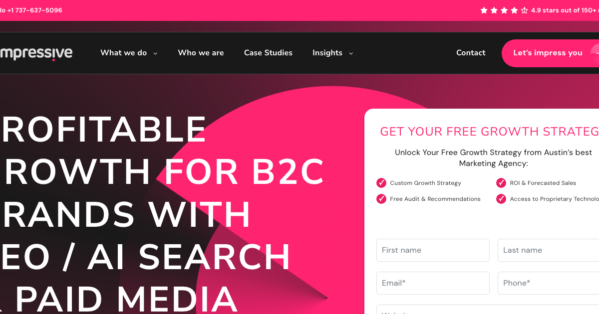 Homepage of Impressive Digital, a digital agency in Australia and the United States