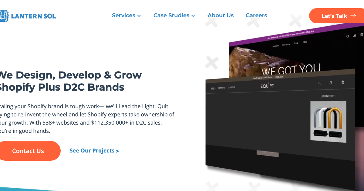 Homepage of Lantern Sol, a Shopify Plus partner based in Cincinnati