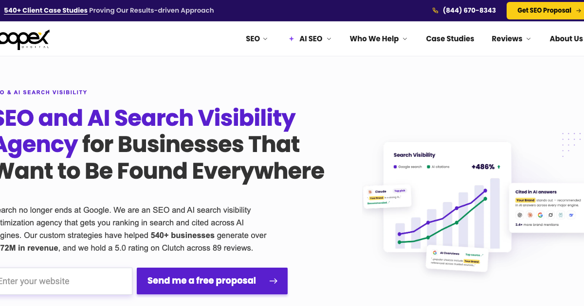 Homepage of Loopex Digital, a content-led SEO agency