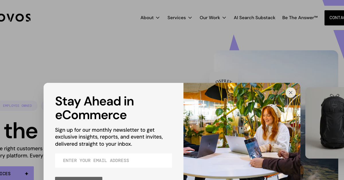 Homepage of Novos, an eCommerce SEO agency based in London