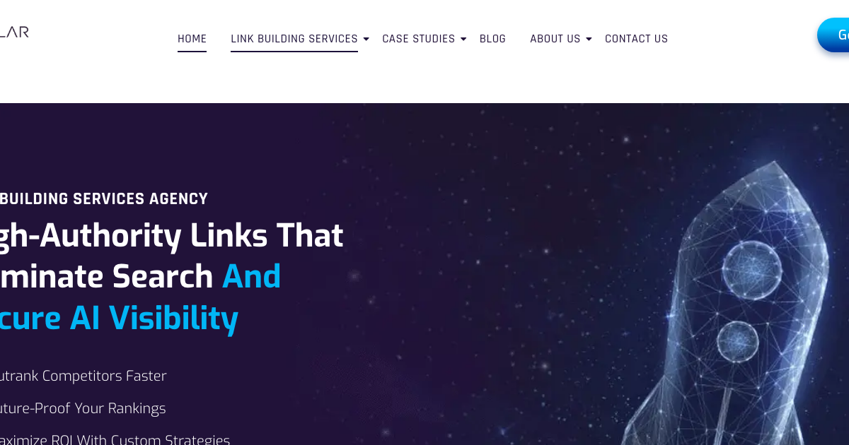 Homepage of Stellar SEO, a link building and authority agency